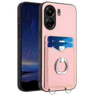 For Xiaomi Poco C65 R20 Ring Card Holder Phone Case(Pink)