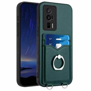 For Xiaomi Poco F5 Pro 5G R20 Ring Card Holder Phone Case(Green)