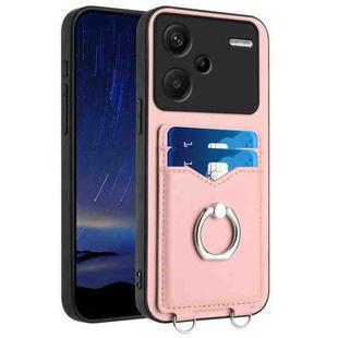 For Xiaomi Redmi Note 13 Pro+ R20 Ring Card Holder Phone Case(Pink)