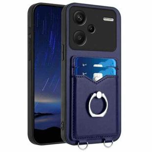 For Xiaomi Redmi Note 13 Pro+ R20 Ring Card Holder Phone Case(Blue)