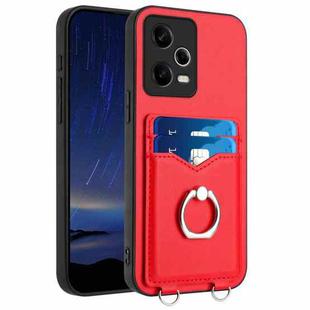 For Xiaomi Poco X5 R20 Ring Card Holder Phone Case(Red)