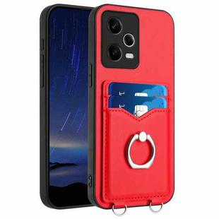 For Xiaomi Redmi Note 12 Pro 5G R20 Ring Card Holder Phone Case(Red)