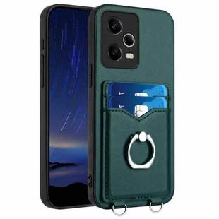 For Xiaomi Redmi Note 12 Pro 5G R20 Ring Card Holder Phone Case(Green)