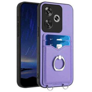 For Xiaomi Poco F6 5G India R20 Ring Card Holder Phone Case(Purple)