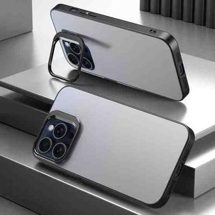 For iPhone 15 Pro Aluminum Alloy Lens Holder Frosted Skin-feel Phone Case(Silver)
