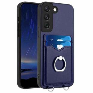For Samsung Galaxy S22+ 5G R20 Ring Card Holder Phone Case(Blue)