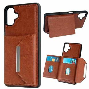 For Samsung Galaxy A06 4G / 5G Solid Color Metal Buckle Card Slots Bag Phone Case(Brown)