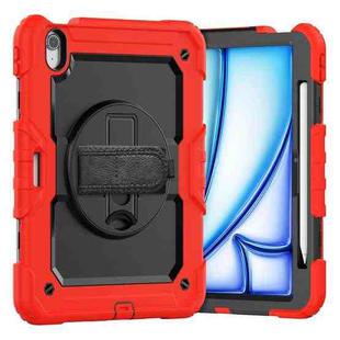 For iPad Air 11 2024 Silicone Hybrid PC Tablet Case with Shoulder Strap(Red)