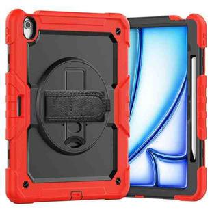 For iPad Air 13 2024 Silicone Hybrid PC Tablet Case with Shoulder Strap(Red)