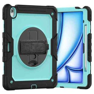 For iPad Air 13 2024 Silicone Hybrid PC Tablet Case with Shoulder Strap(Light Blue + Black)