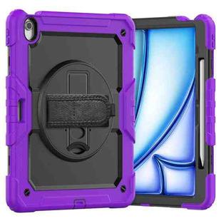 For iPad Air 13 2024 Silicone Hybrid PC Tablet Case with Shoulder Strap(Purple)