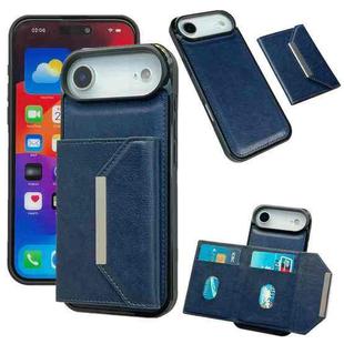 For iPhone Air Solid Color Metal Buckle Card Slots Bag Phone Case(Blue)
