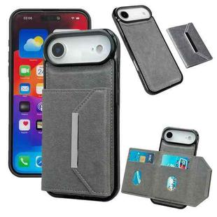 For iPhone 17 Air Solid Color Metal Buckle Card Slots Bag Phone Case(Grey)