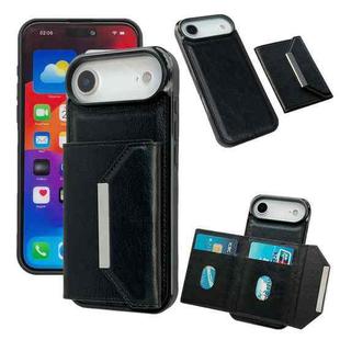 For iPhone 17 Air Solid Color Metal Buckle Card Slots Bag Phone Case(Black)