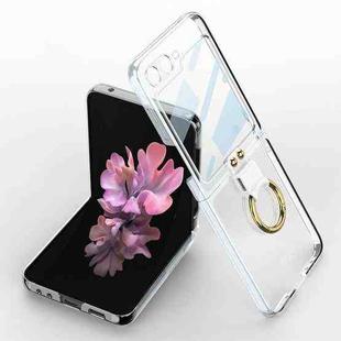 For Samsung Galaxy Z Flip6 GKK Integrated Electroplating Phone Case with Ring(Transparent)