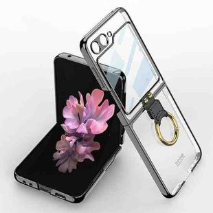 For Samsung Galaxy Z Flip6 GKK Integrated Electroplating Phone Case with Ring(Black)