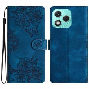 For Honor 400 Lite Global Cherry Blossom Butterfly Skin Feel Embossed PU Phone Case(Blue)
