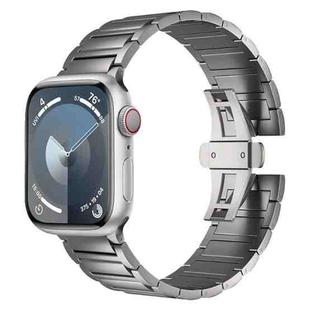 For Apple Watch Series 8 45mm I-shaped Butterfly Buckle Titanium Alloy Watch Band(Grey)