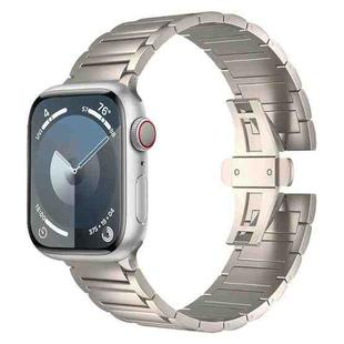 For Apple Watch SE 44mm I-shaped Butterfly Buckle Titanium Alloy Watch Band(Titanium)