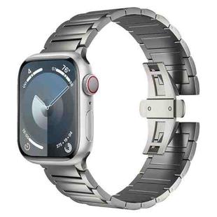For Apple Watch Series 4 44mm I-shaped Butterfly Buckle Titanium Alloy Watch Band(Grey)