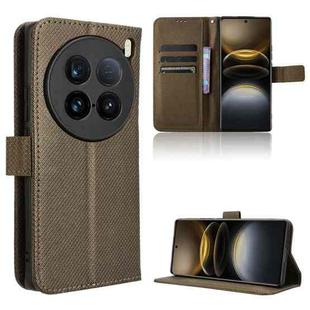 For vivo X100 Ultra 5G Diamond Texture Leather Phone Case(Brown)