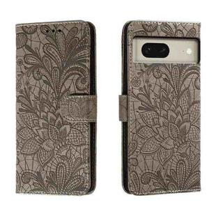 For Google Pixel 8 Lace Flower Embossing Flip Leather Phone Case(Grey)