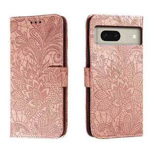 For Google Pixel 8 Lace Flower Embossing Flip Leather Phone Case(Rose Gold)