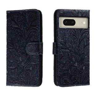For Google Pixel 8 Lace Flower Embossing Flip Leather Phone Case(Dark Blue)