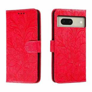 For Google Pixel 8 Lace Flower Embossing Flip Leather Phone Case(Red)