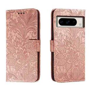 For Google Pixel 8 Pro Lace Flower Embossing Flip Leather Phone Case(Rose Gold)