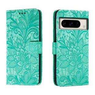 For Google Pixel 8 Pro Lace Flower Embossing Flip Leather Phone Case(Green)