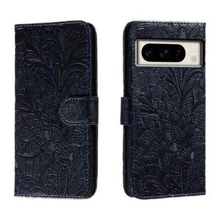 For Google Pixel 8 Pro Lace Flower Embossing Flip Leather Phone Case(Dark Blue)