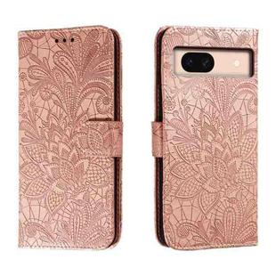 For Google Pixel 8A Lace Flower Embossing Flip Leather Phone Case(Rose Gold)