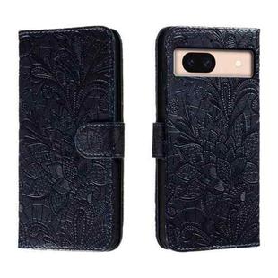 For Google Pixel 8A Lace Flower Embossing Flip Leather Phone Case(Dark Blue)