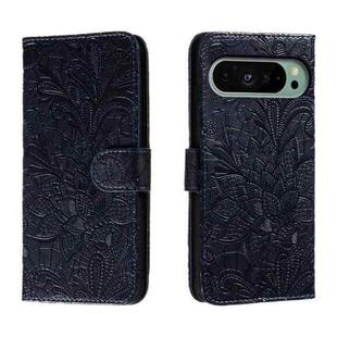 For Google Pixel 9 Lace Flower Embossing Flip Leather Phone Case(Dark Blue)