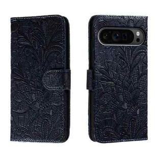 For Google Pixel 9 Pro Lace Flower Embossing Flip Leather Phone Case(Dark Blue)