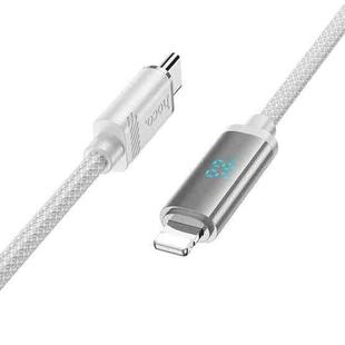 hoco U127 1.2m Type-C to 8 Pin PD27W Fast Charging Data Cable with Visible Power Level(Silver Grey)