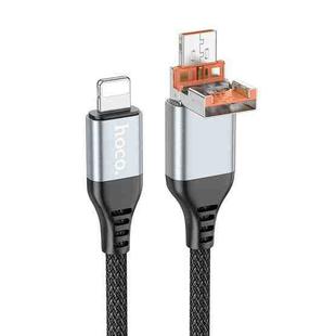hoco U128 Viking 2 in 1 1.2m USB & Type-C to 8 Pin Fast Charging Data Cable(Black)