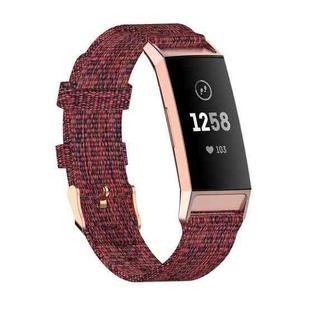 For Fitbit Charge 4 / Charge 3 / Charge3 SE Braided Nylon Watch Band Plastic Head, Size: Free Size(Red)