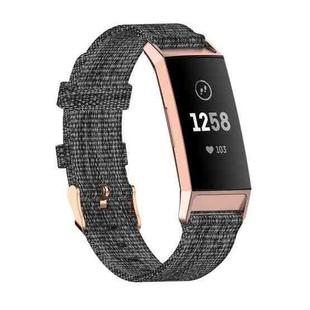 For Fitbit Charge 4 / Charge 3 / Charge3 SE Braided Nylon Watch Band Plastic Head, Size: Free Size(Dark Gray)