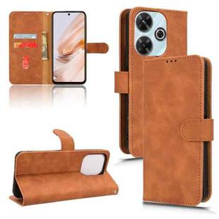 For Xiaomi Redmi 13 4G Skin Feel Magnetic Flip Leather Phone Case(Brown)