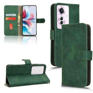 For OPPO Reno11 PJH110 Skin Feel Magnetic Flip Leather Phone Case(Green)