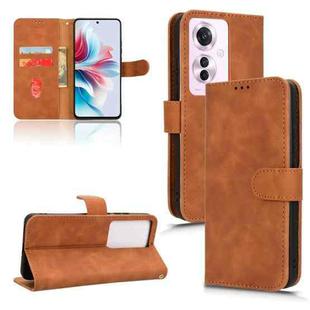 For OPPO Reno11 PJH110 Skin Feel Magnetic Flip Leather Phone Case(Brown)
