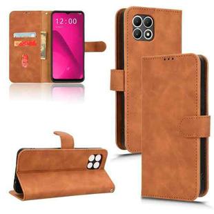 For T-Mobile Revvl 7 5G Skin Feel Magnetic Flip Leather Phone Case(Brown)