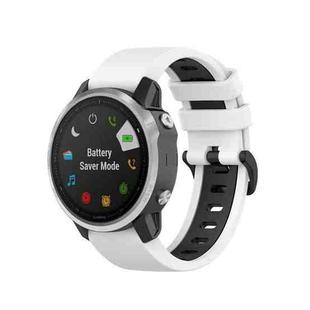 For Garmin Fenix 6S Two-color Silicone Watch Band(White Black)