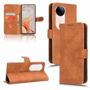 For vivo S19 Skin Feel Magnetic Flip Leather Phone Case(Brown)