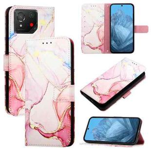 For Asus ROG Phone 8 PT003 Marble Pattern Flip Leather Phone Case(Rose Gold)