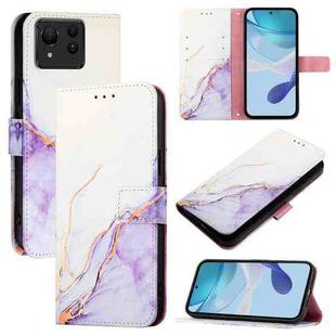 For Asus Zenfone 11 Ultra PT003 Marble Pattern Flip Leather Phone Case(White Purple)