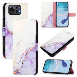 For Asus Zenfone 12 Ultra PT003 Marble Pattern Flip Leather Phone Case(White Purple)