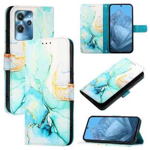 For Oukitel C32 PT003 Marble Pattern Flip Leather Phone Case(Green)